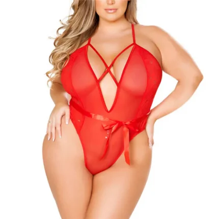 Women Fashion Plus Size Sexy Perspective Bodysuits - Image 6