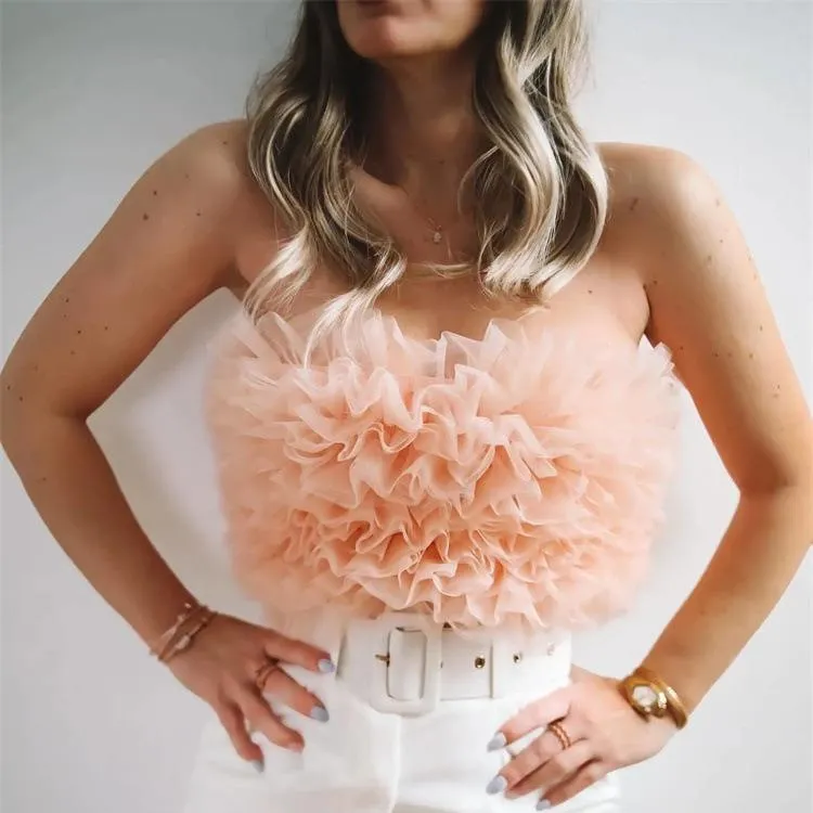 T103D1674B_28568.webp Women Fashion Sexy Silk Mesh Slim-Fit Tube Top - Image 1