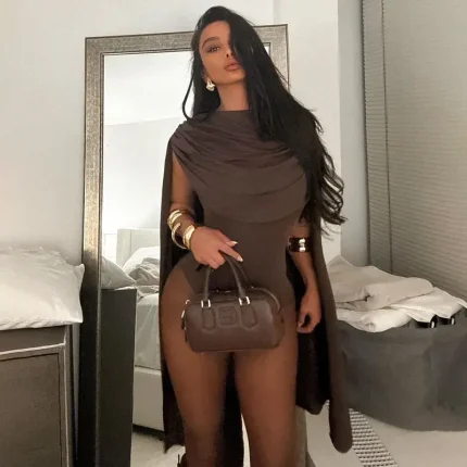 Women Fashion Sexy Swing Collar Long-Sleeve Slim-Fit Bodysuits - Image 3