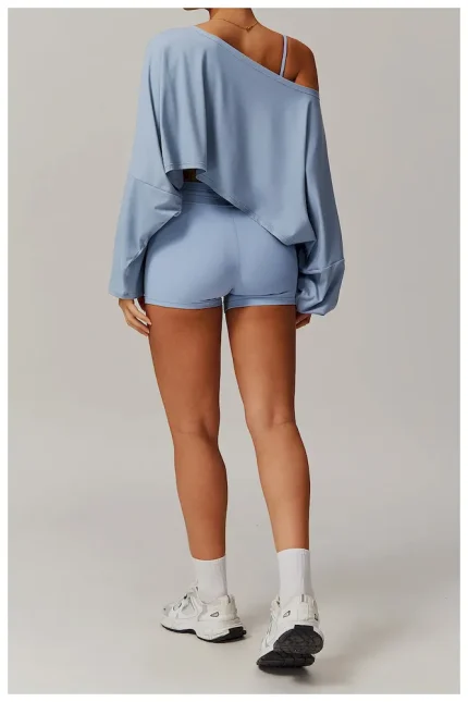 Women Fashion Casual Solid Color Long Sleeve Spaghetti Strap Crop Top Yoga Sports T-Shirt - Image 3