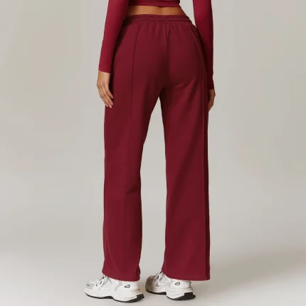 Women Fashion Casual Solid Color High Waist Loose Sports Pants - Image 3