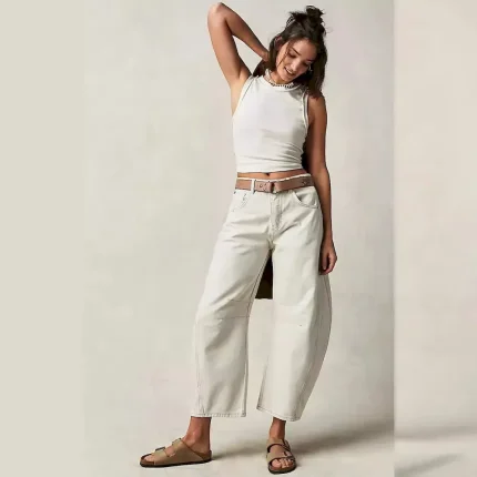 Women Fashion Casual Loose Low Waist Wide Leg Jeans - Image 3