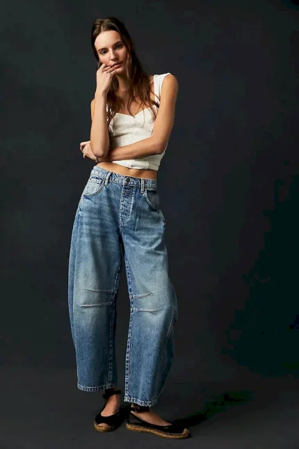 Women Fashion Casual Loose Low Waist Wide Leg Jeans - Image 8