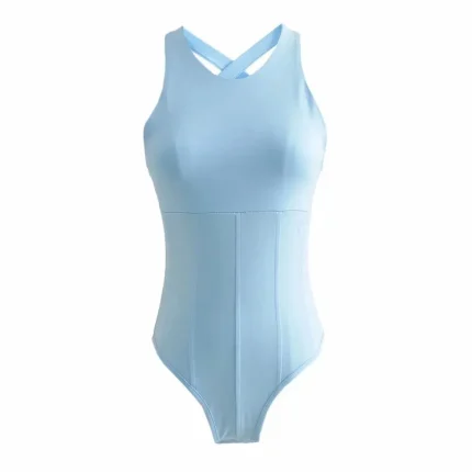 Women Fashion Sexy Solid Color Sleeveless Slim Fit Bodysuit - Image 8