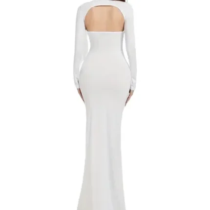 Pregnant Women Fashion Sexy Square Neck Long-Sleeve Backless Slim Fit Dress - Image 3