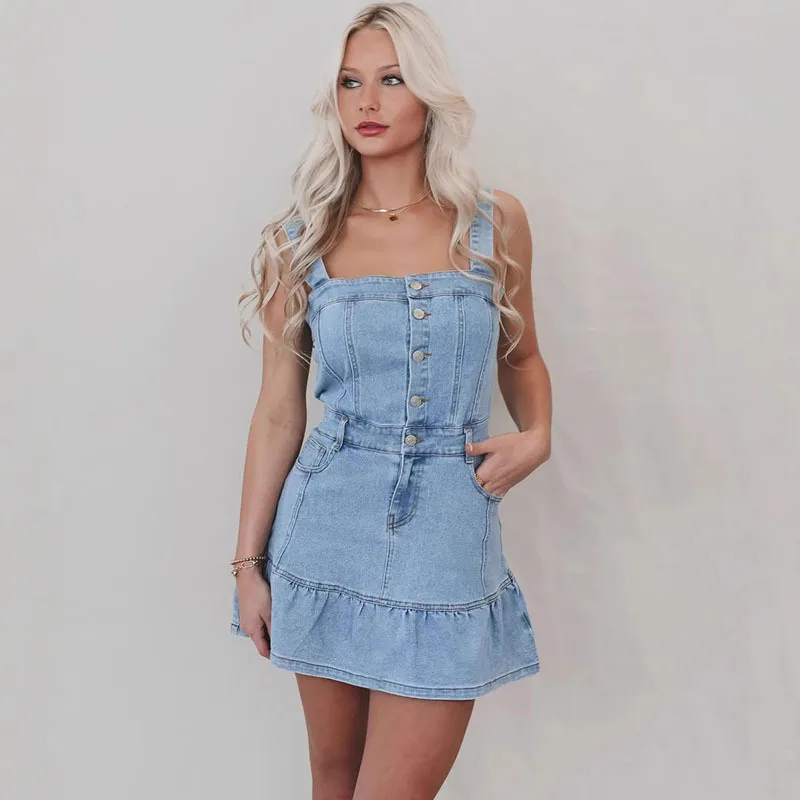 T103D1BF1B_25515.webp Spring And Summer Fashion Strap Hot Girls Denim Women Dress - Image 1