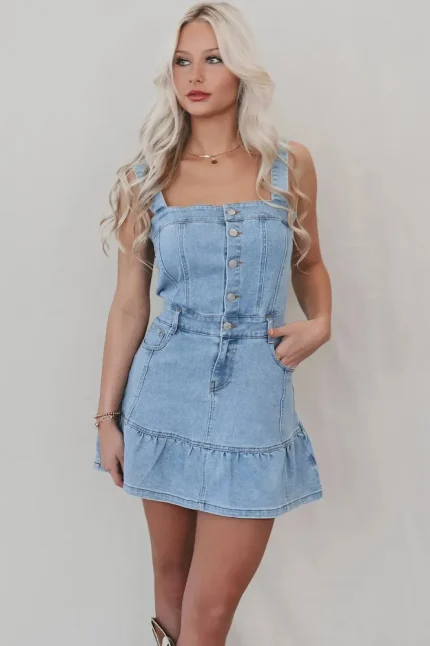 Spring And Summer Fashion Strap Hot Girls Denim Women Dress - Image 6
